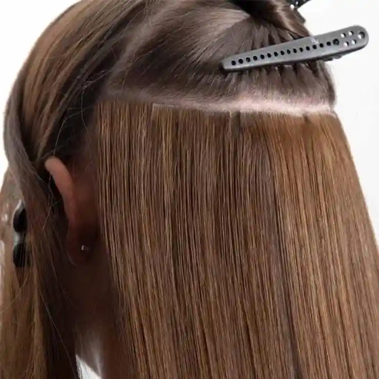 Invisible tape-in extensions Melbourne - medical grade adhesive seamless blend at ZAYN Salon